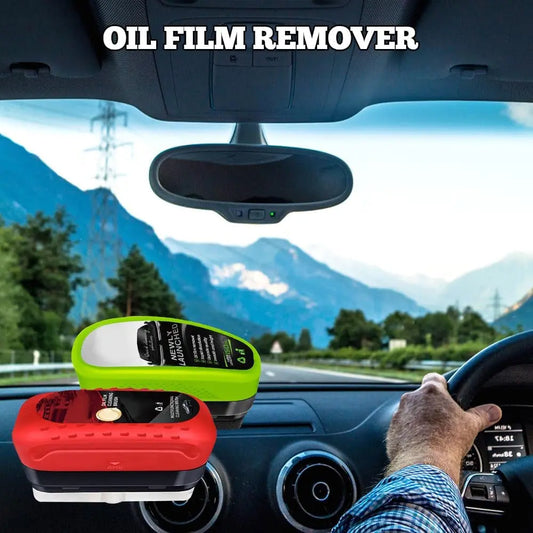 Automotive Oil Film Cleaning Brush 2.0 with 2 Extra Cleaner, 2024 Upgraded Glass Cleaning Board for Windshield, Anti-Rain Fog Cleaning Glass Brush, Universal Glass Cleaning Wipe Board (1, Red)