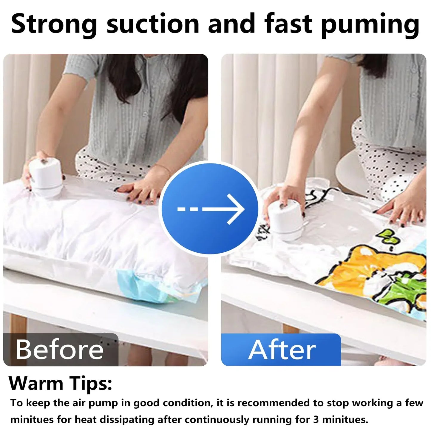 Electric Air Pump for Vacuum Bags, EU, USA, UK, Japan Plug, Suitable for Clothes Storage Bags Labor-Saving Compression Tool