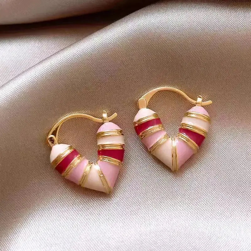 Heart Hoop Earrings – Korean Drip Oil Love Dangle Jewelry for Women HypeNvibes