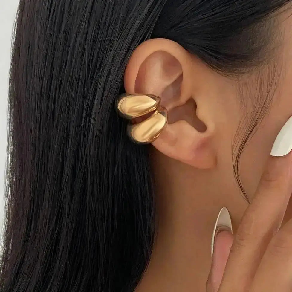 Gold C-Shaped Ear Cuff Clip – Punk Water Drop Cartilage Earring for Women HypeNvibes
