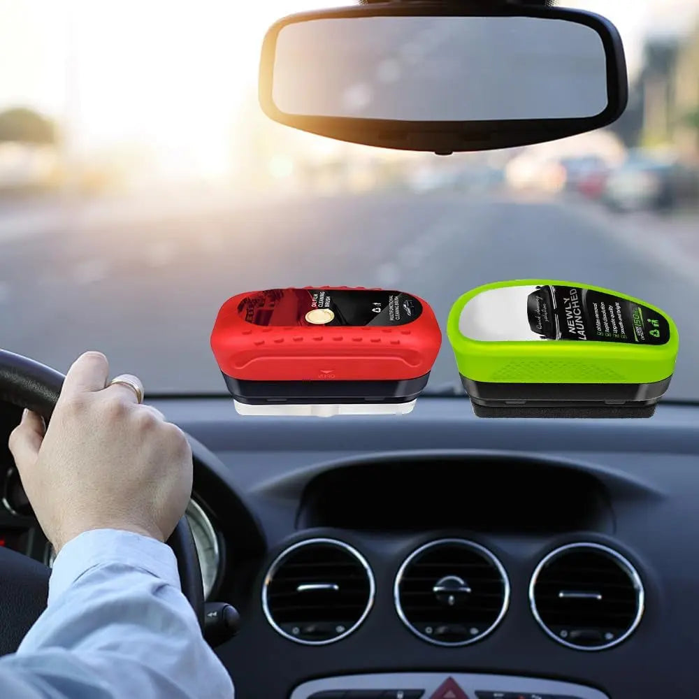 Automotive Oil Film Cleaning Brush 2.0 with 2 Extra Cleaner, 2024 Upgraded Glass Cleaning Board for Windshield, Anti-Rain Fog Cleaning Glass Brush, Universal Glass Cleaning Wipe Board (1, Red)