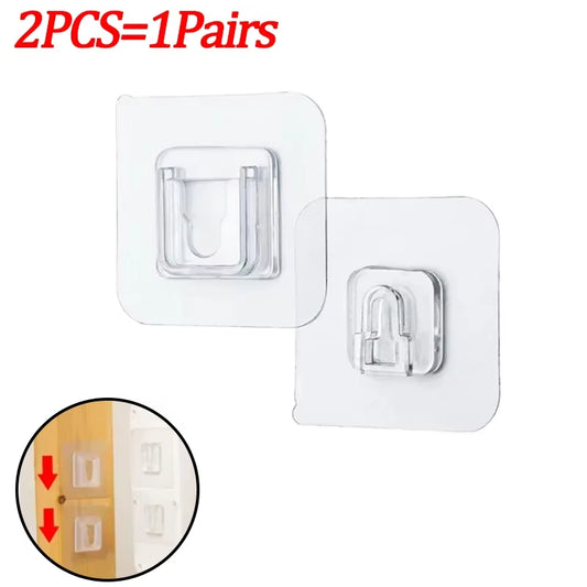 Double-Sided Adhesive Wall Hooks – Strong Transparent Holders for Kitchen & Bathroom Storage