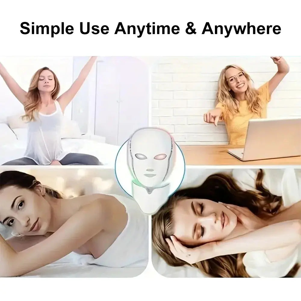 7-Color LED Face & Neck Mask – Anti-Aging, Acne & Skin Rejuvenation HypeNvibes