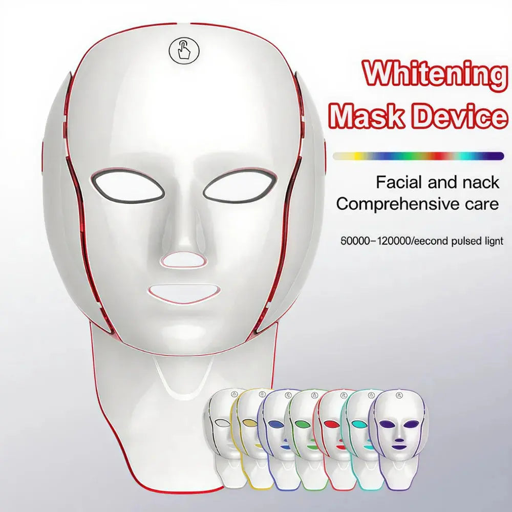 7-Color LED Face & Neck Mask – Anti-Aging, Acne & Skin Rejuvenation HypeNvibes