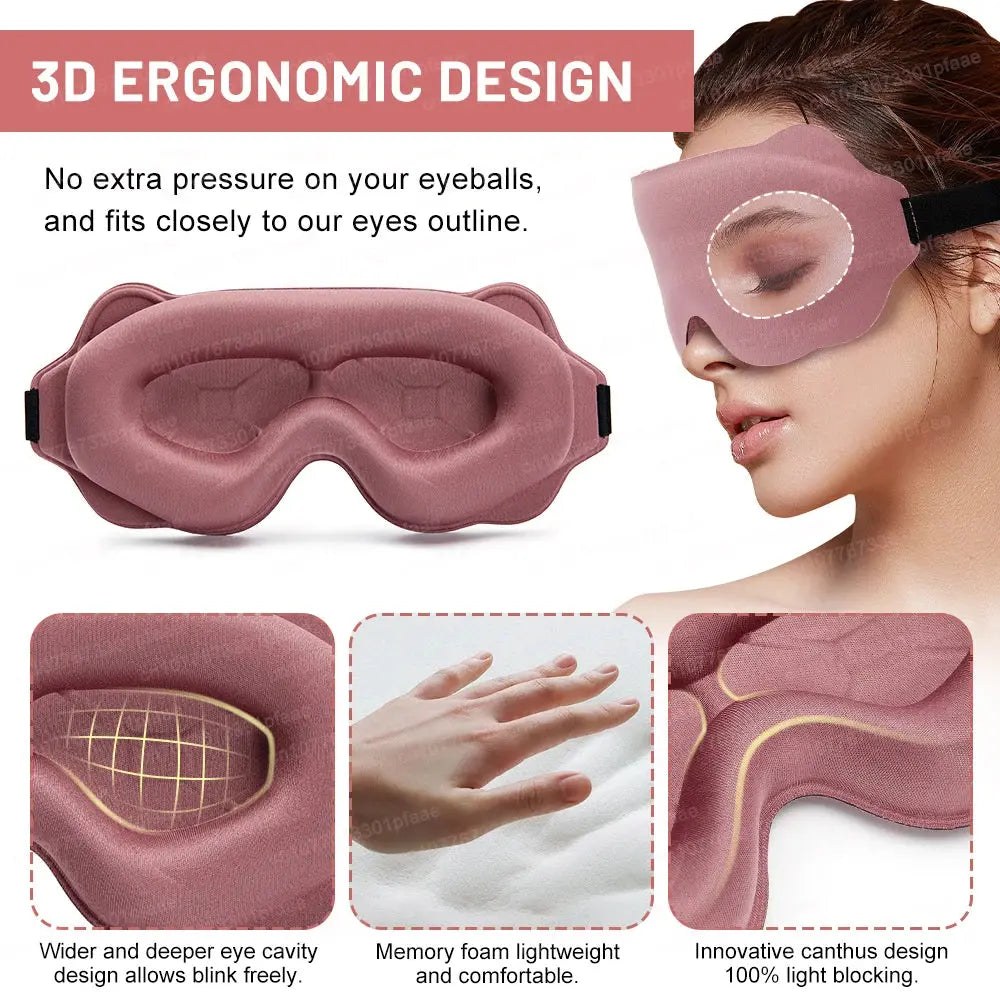 3D Memory Foam Sleep Mask – Light Blocking Eye Mask for Deep Sleep & Travel HypeNvibes