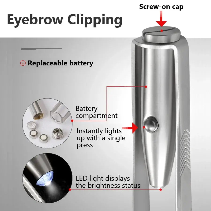 LED Lighted Precision Eyebrow Tweezers HypeNvibes