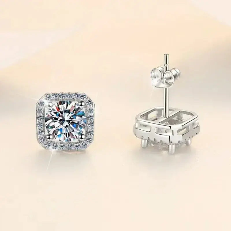 Moissanite Square Stud Earrings – Elegant Geometric Fashion Jewelry for Women HypeNvibes