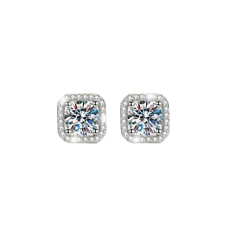 Moissanite Square Stud Earrings – Elegant Geometric Fashion Jewelry for Women HypeNvibes