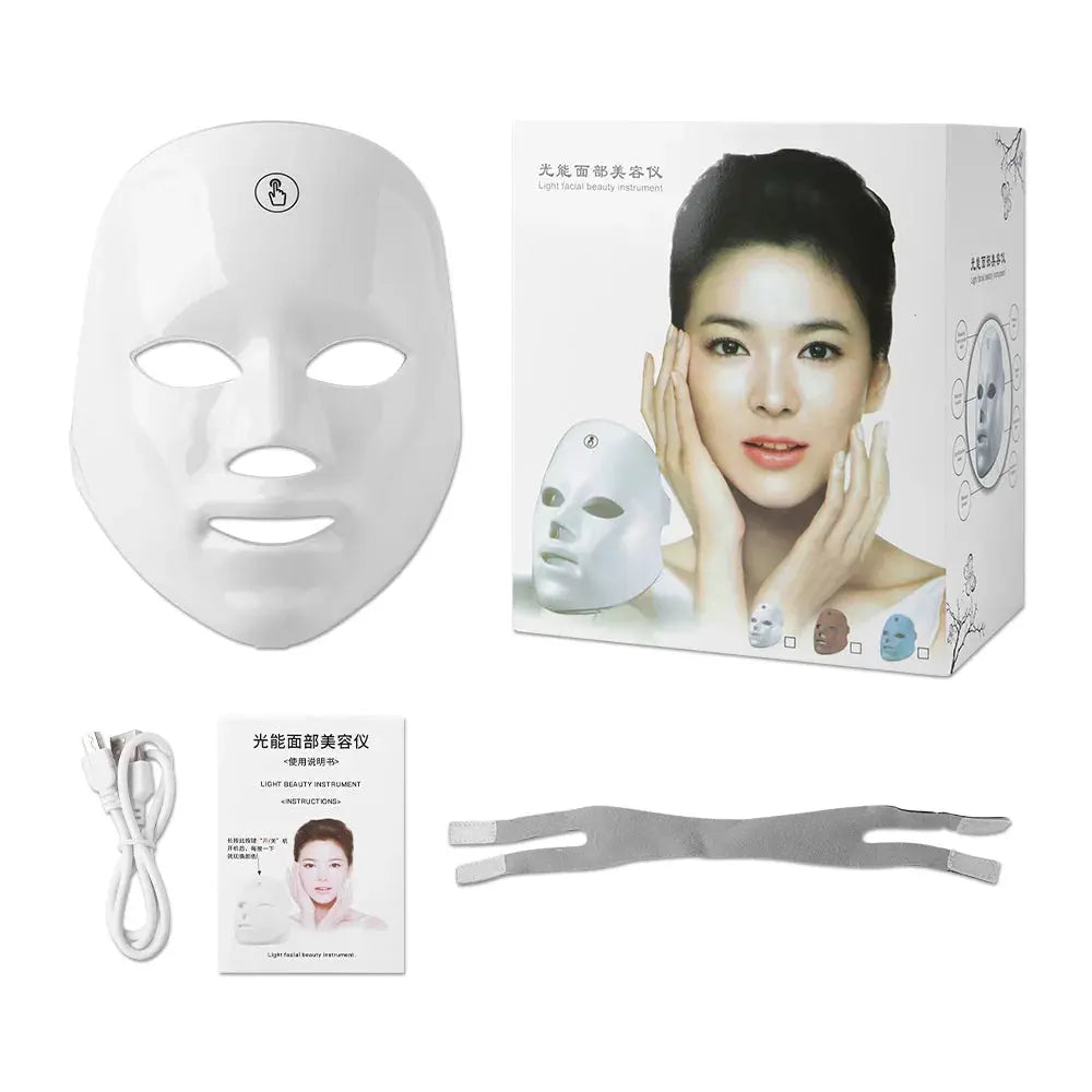 Rechargeable 7-Color LED Facial Light Therapy Mask HypeNvibes