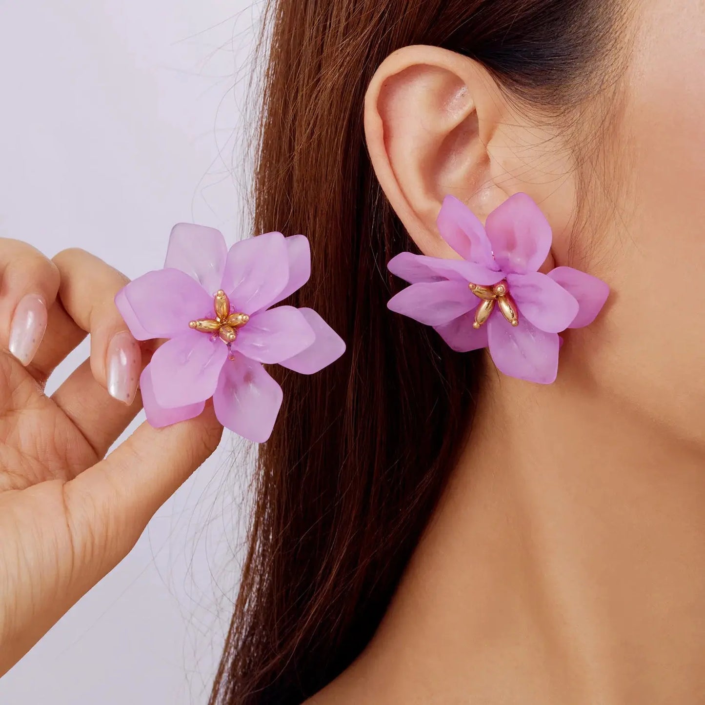Boho Big Flower Earrings – Colorful Acrylic Statement Floral Studs for Women HypeNvibes