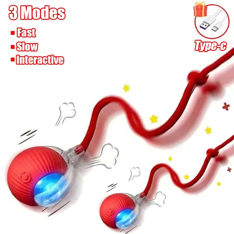 Interactive Smart Pet Ball – Automatic Rolling Cat & Dog Toy with Faux Tail HypeNvibes
