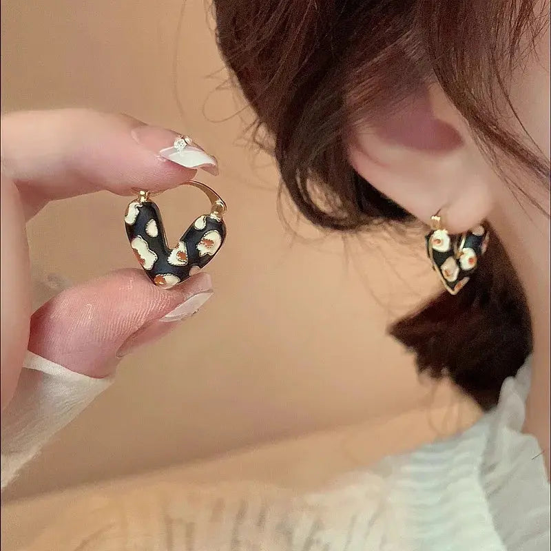 Heart Hoop Earrings – Korean Drip Oil Love Dangle Jewelry for Women HypeNvibes