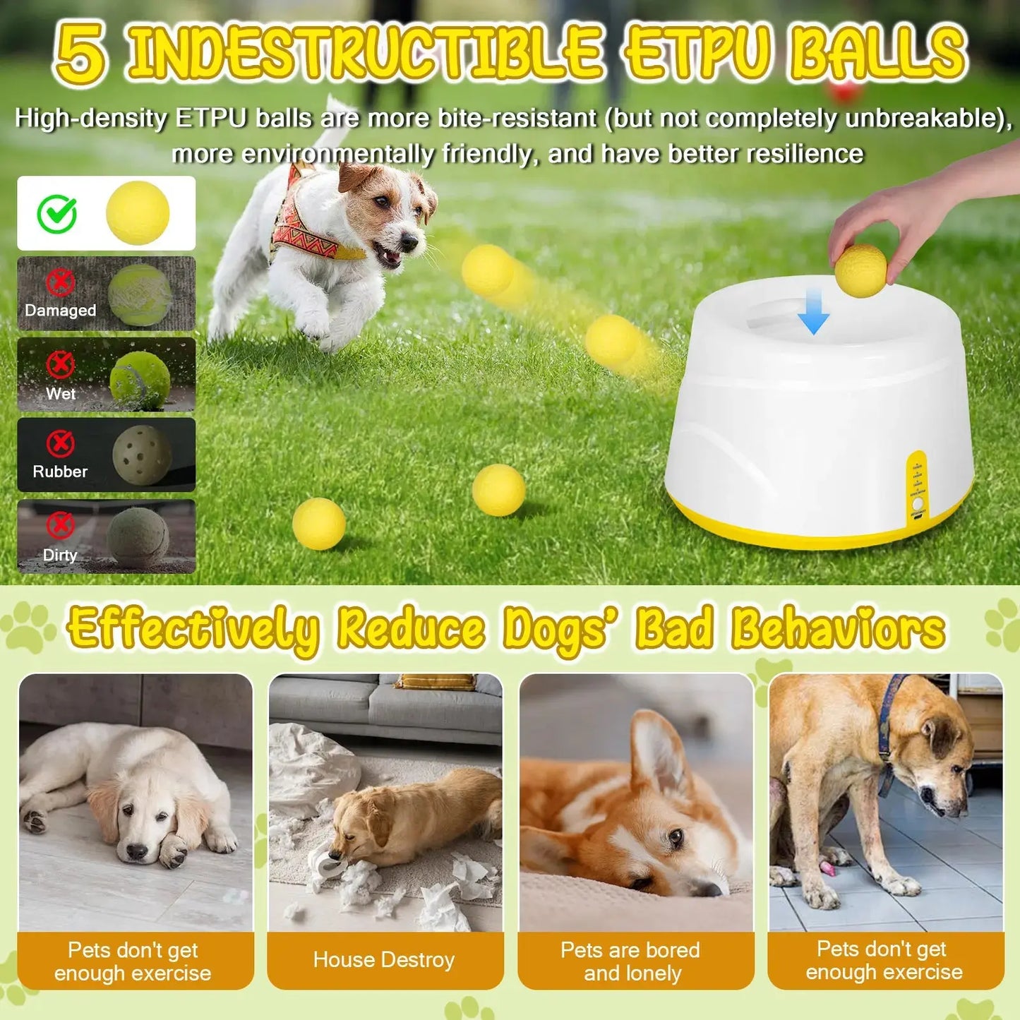 Automatic Dog Ball Launcher – Interactive Tennis Ball Thrower with 5 Non-Toxic Balls HypeNvibes