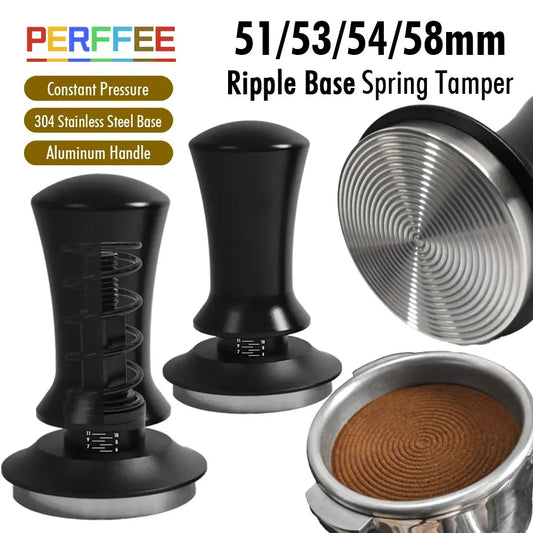 Calibrated Spring Coffee Tamper – Ripple Base Espresso Tool, 51/54/58mm Barista Accessory HypeNvibes