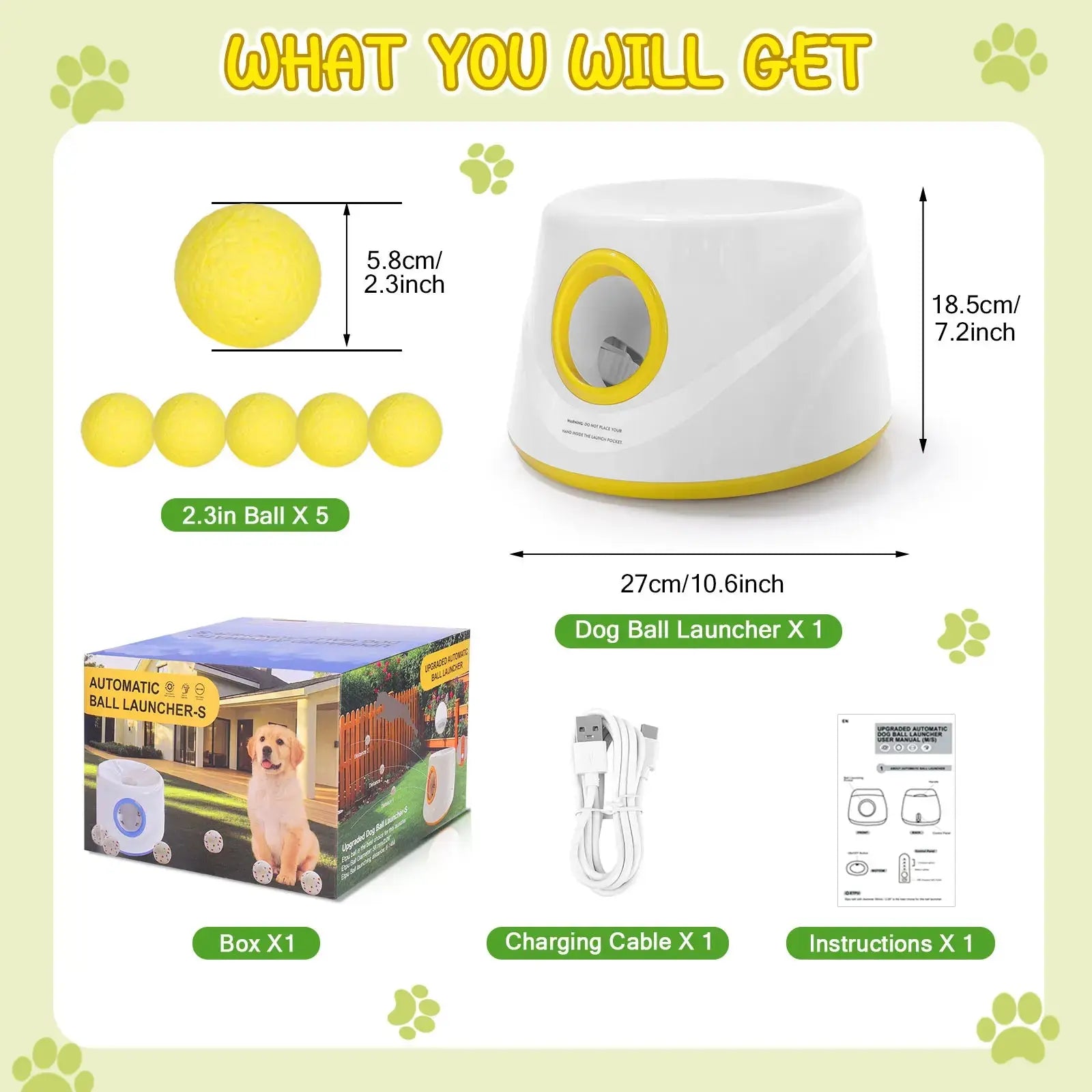 Automatic Dog Ball Launcher – Interactive Tennis Ball Thrower with 5 Non-Toxic Balls HypeNvibes
