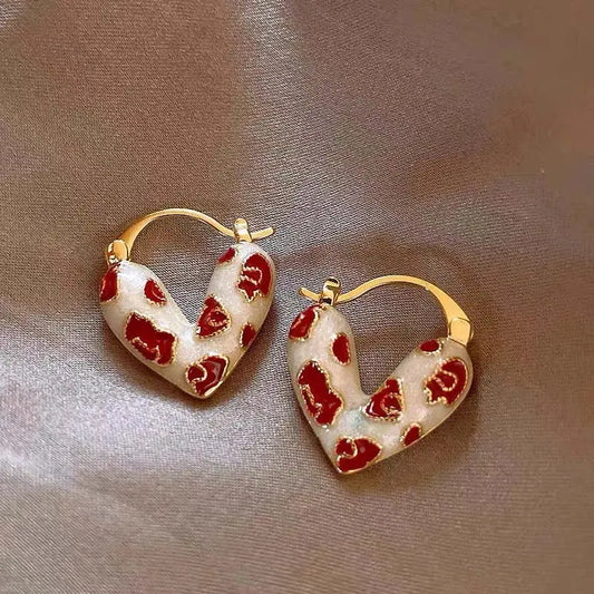 Heart Hoop Earrings – Korean Drip Oil Love Dangle Jewelry for Women HypeNvibes