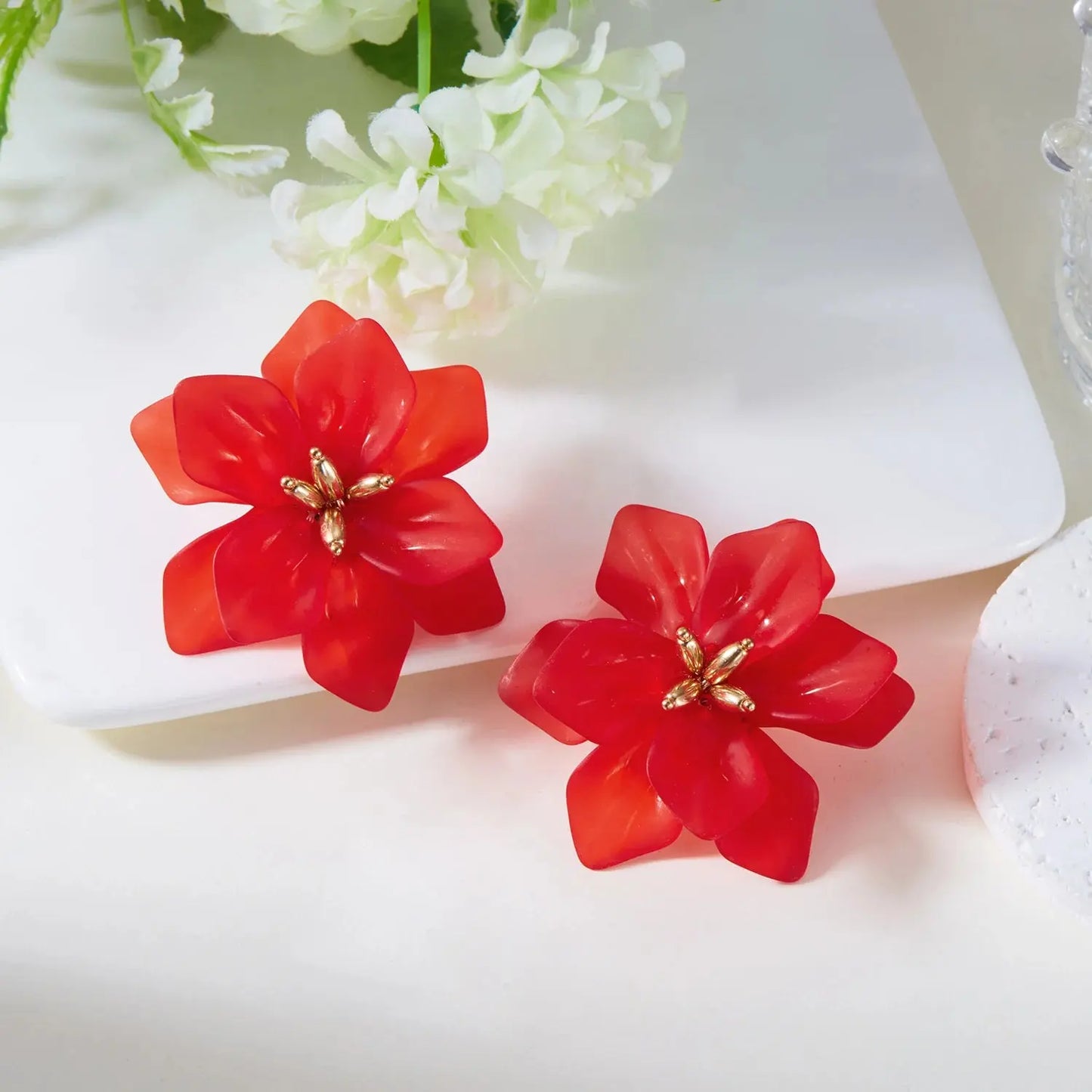 Boho Big Flower Earrings – Colorful Acrylic Statement Floral Studs for Women HypeNvibes