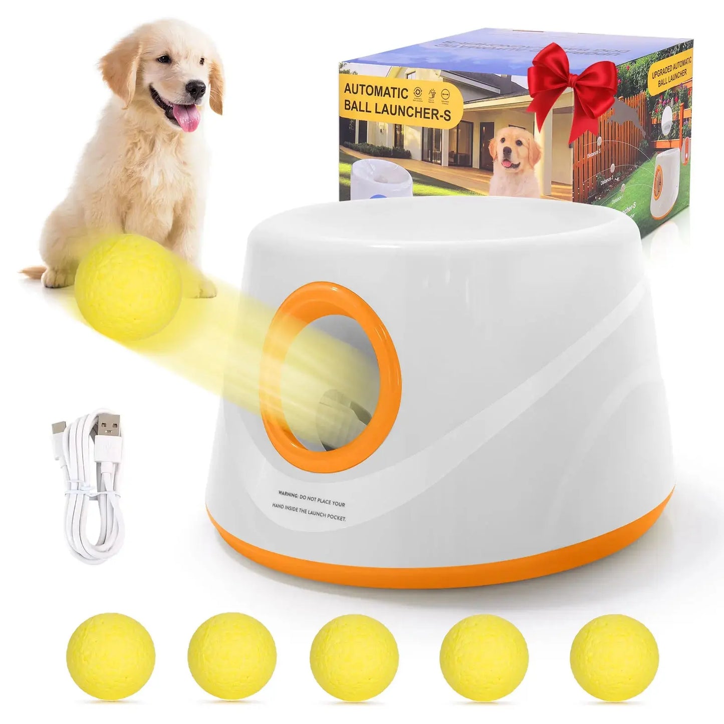 Automatic Dog Ball Launcher – Interactive Tennis Ball Thrower with 5 Non-Toxic Balls HypeNvibes
