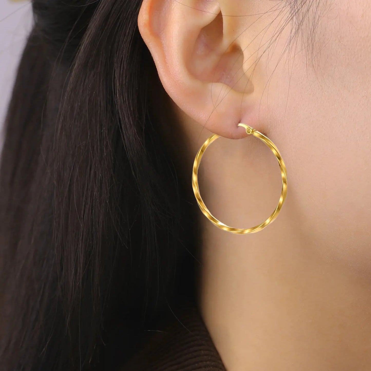 Gold Plated Stainless Steel Hoop Earrings – Geometric Trendy Women Jewelry HypeNvibes