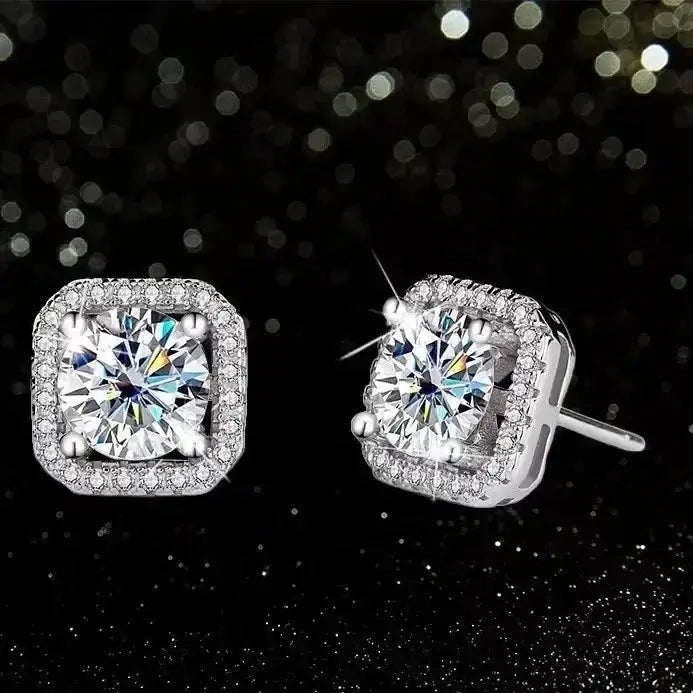 Moissanite Square Stud Earrings – Elegant Geometric Fashion Jewelry for Women HypeNvibes
