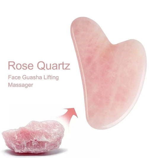 Rose Quartz Gua Sha Facial Tool – Face Sculpt & De-Puff Massager HypeNvibes
