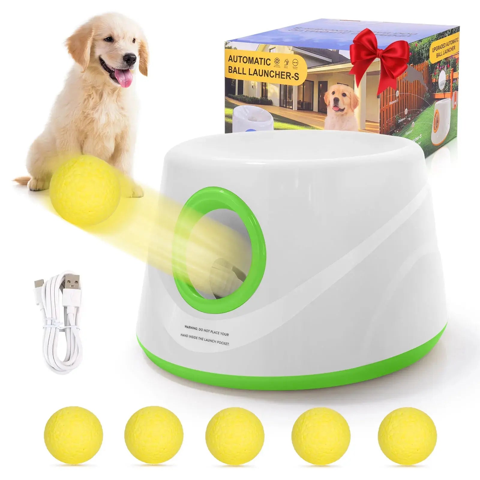 Automatic Dog Ball Launcher – Interactive Tennis Ball Thrower with 5 Non-Toxic Balls HypeNvibes