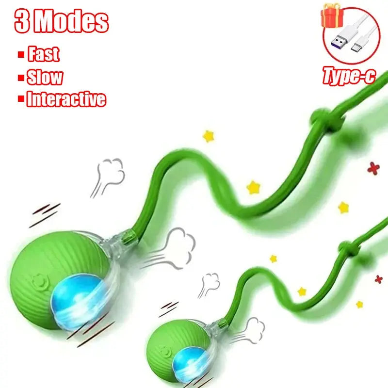 Interactive Smart Pet Ball – Automatic Rolling Cat & Dog Toy with Faux Tail HypeNvibes