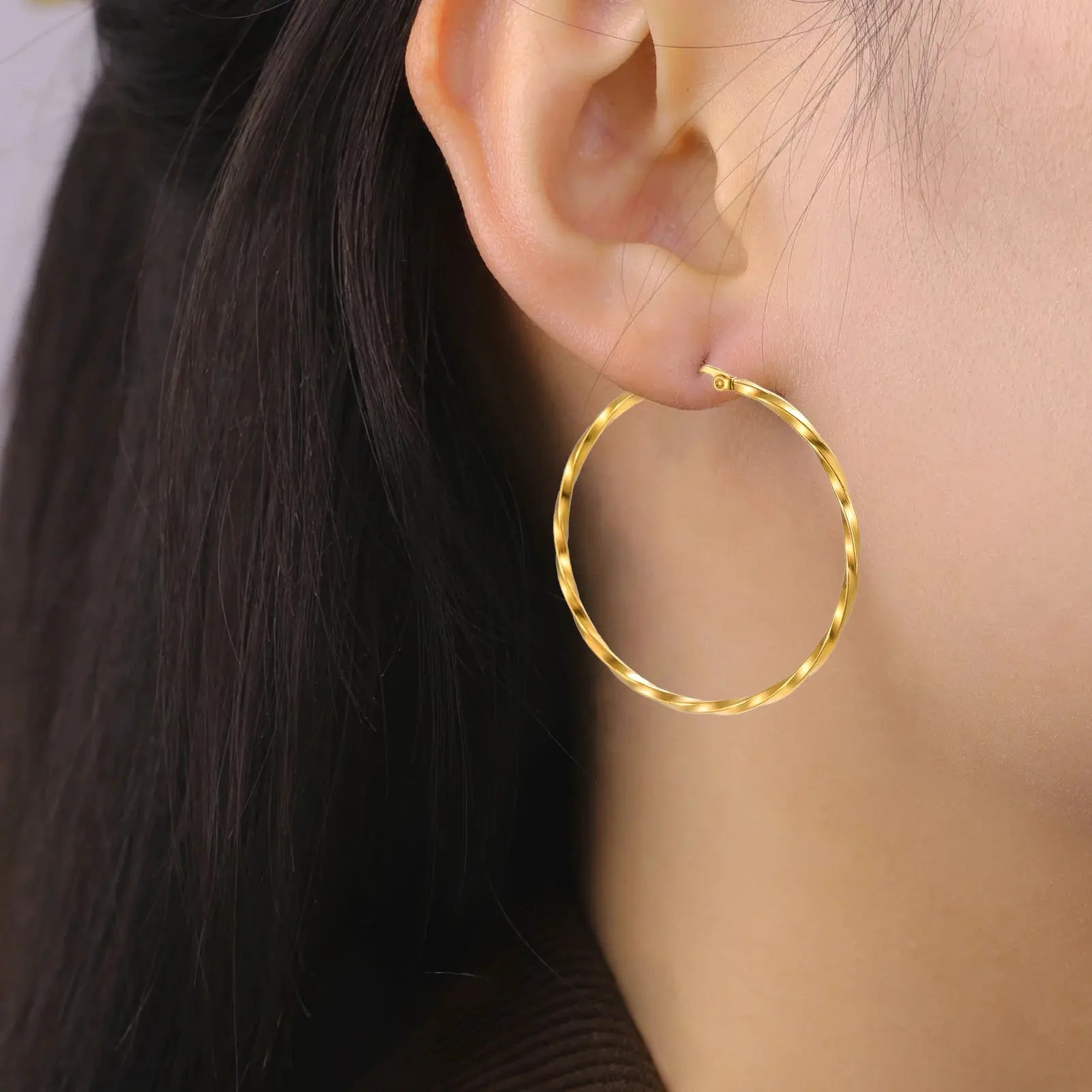 Gold Plated Stainless Steel Hoop Earrings – Geometric Trendy Women Jewelry HypeNvibes
