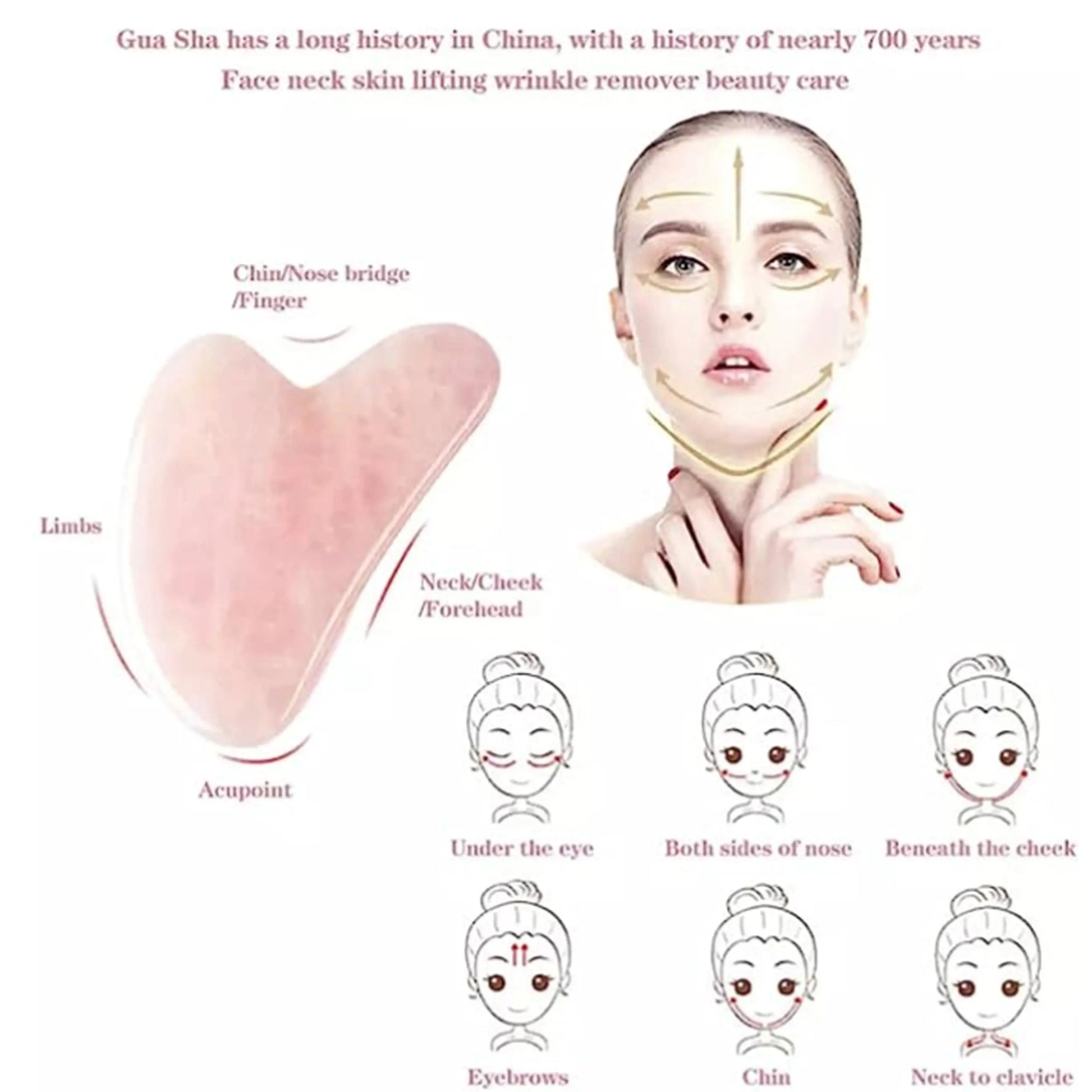 Rose Quartz Gua Sha Facial Tool – Face Sculpt & De-Puff Massager HypeNvibes
