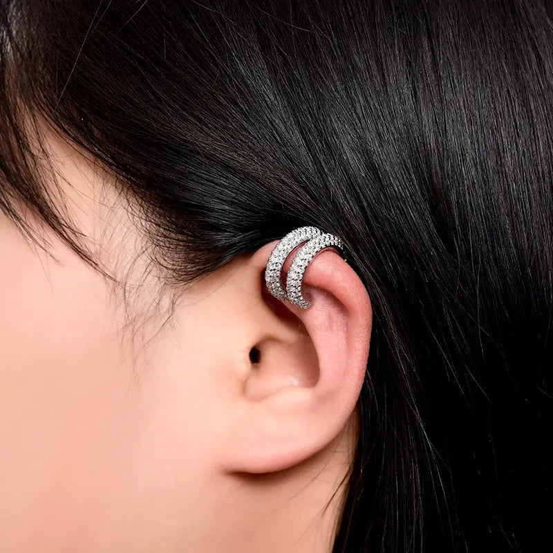 Zircon Ear Cuff Clip Earrings – Gold & Silver No Piercing Geometric Jewelry HypeNvibes