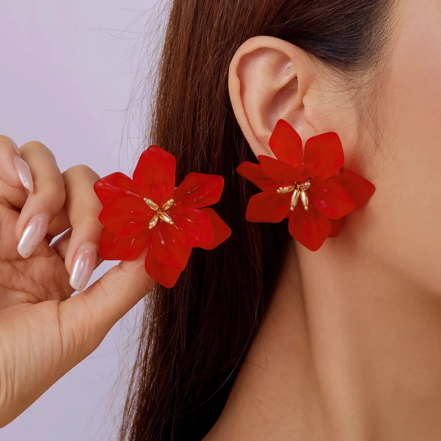 Boho Big Flower Earrings – Colorful Acrylic Statement Floral Studs for Women HypeNvibes