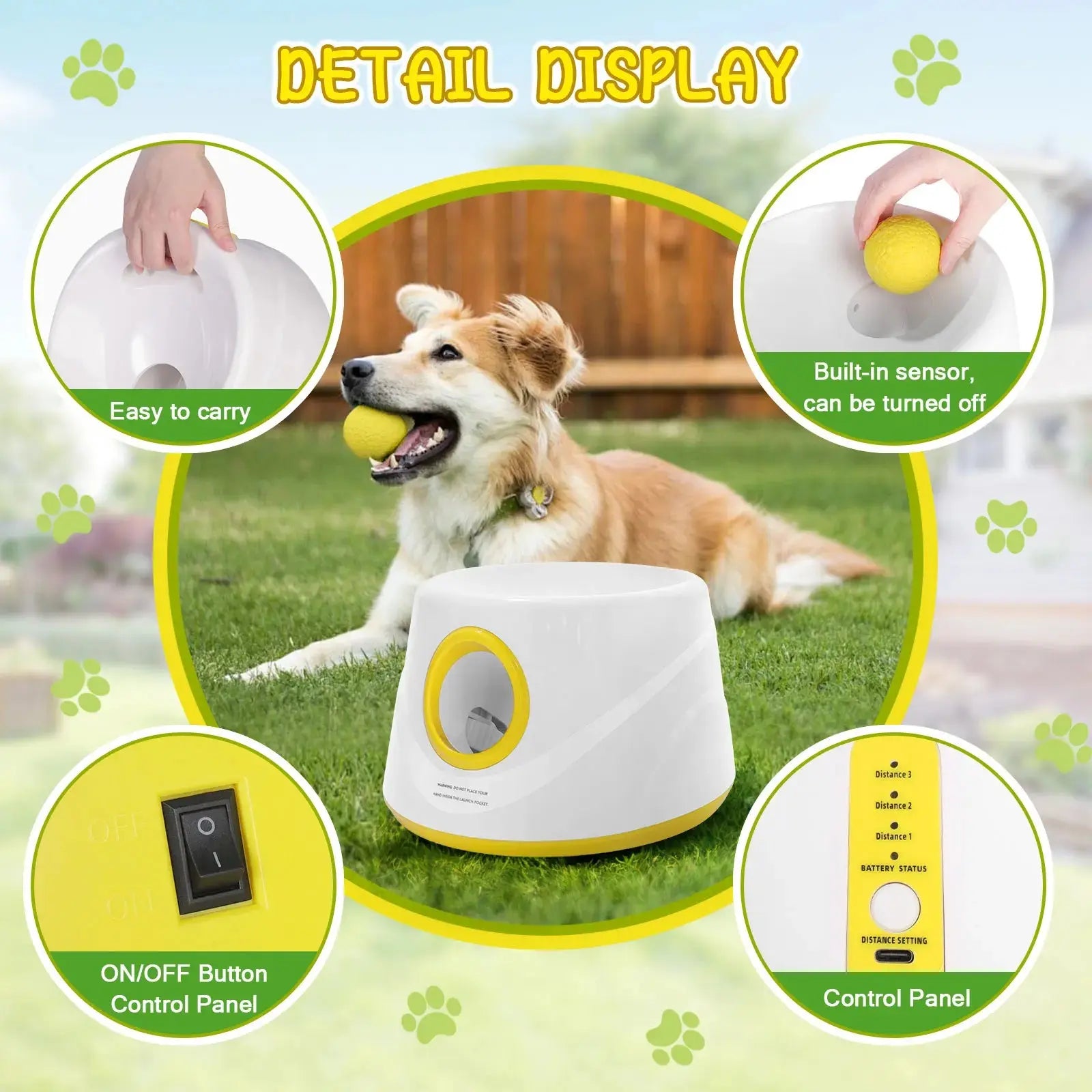 Automatic Dog Ball Launcher – Interactive Tennis Ball Thrower with 5 Non-Toxic Balls HypeNvibes