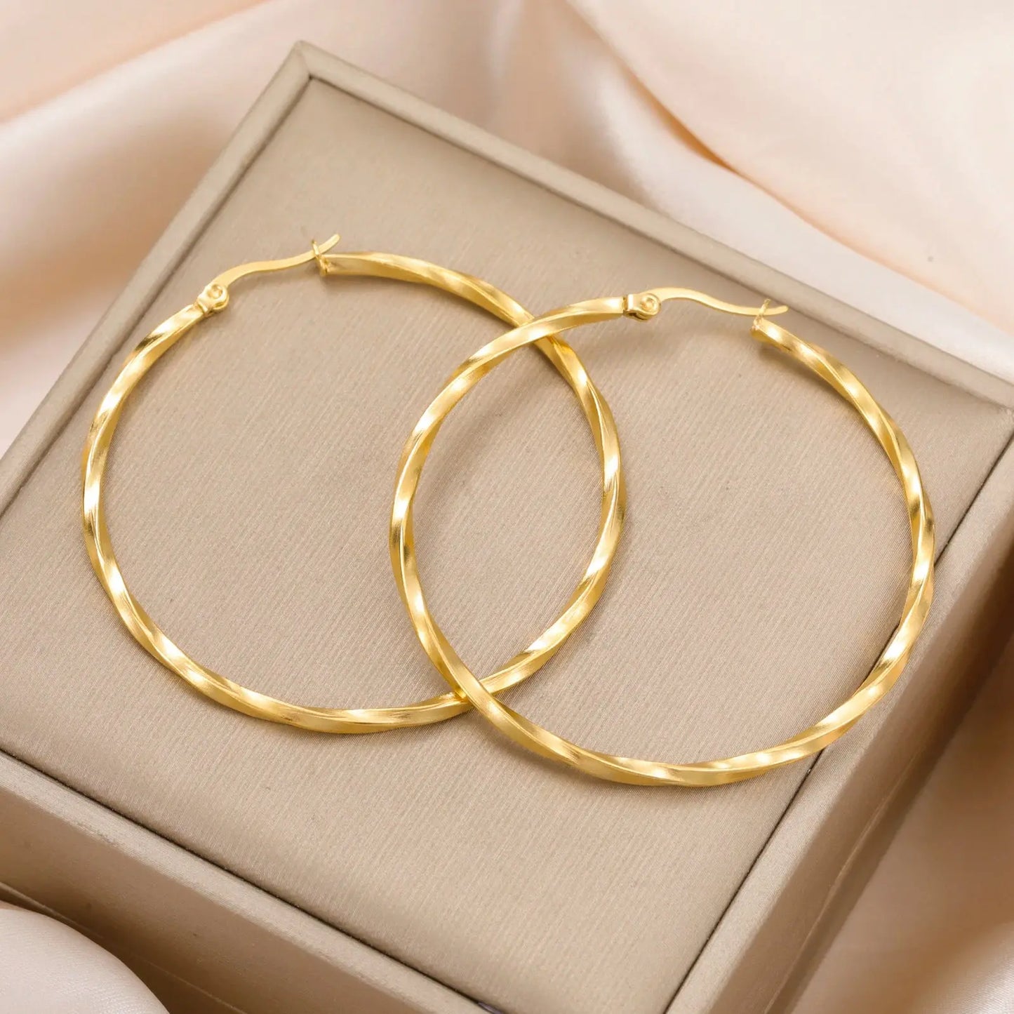 Gold Plated Stainless Steel Hoop Earrings – Geometric Trendy Women Jewelry HypeNvibes