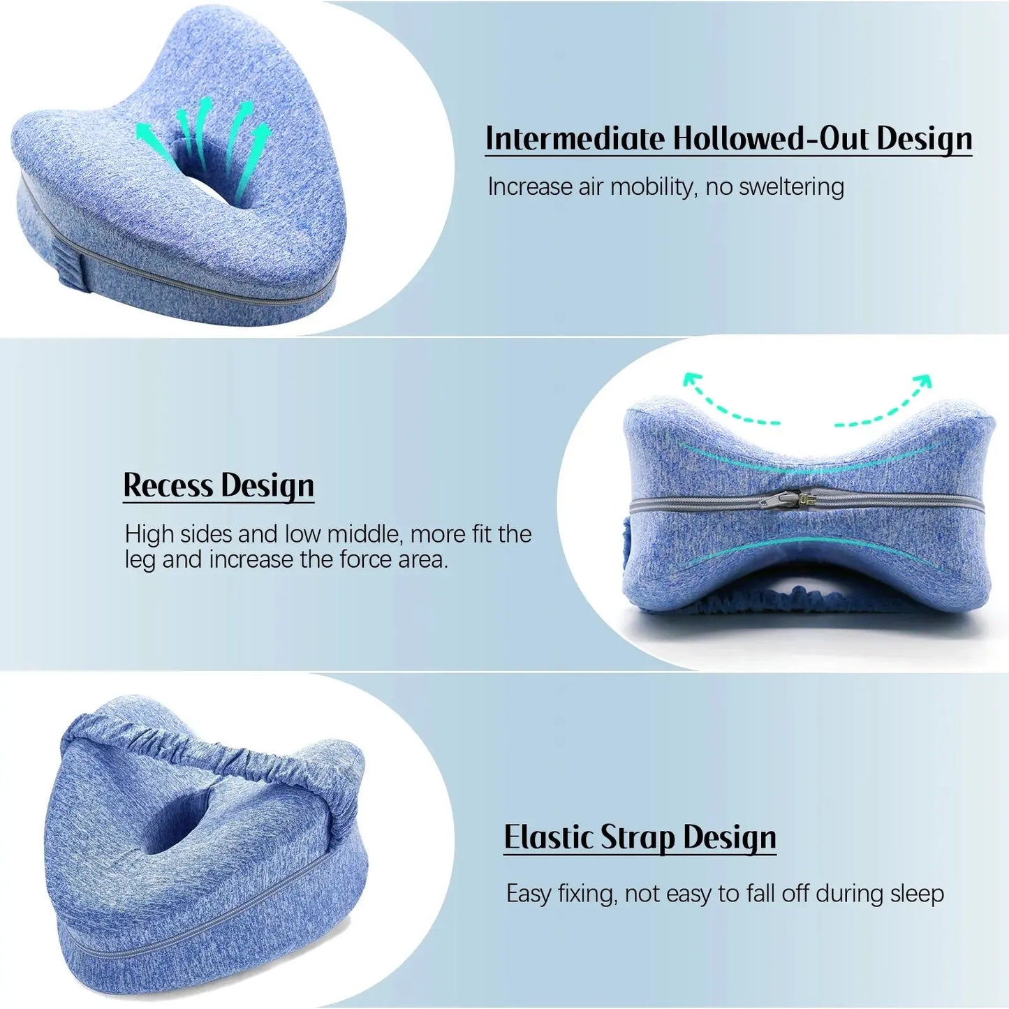Smoothspine Alignment Pillow - Relieve Hip Pain & Sciatica, Leg Alignment Pillow, Smooth Spine Improved Leg Pillow for Sleeping Side Sleeper (Black)