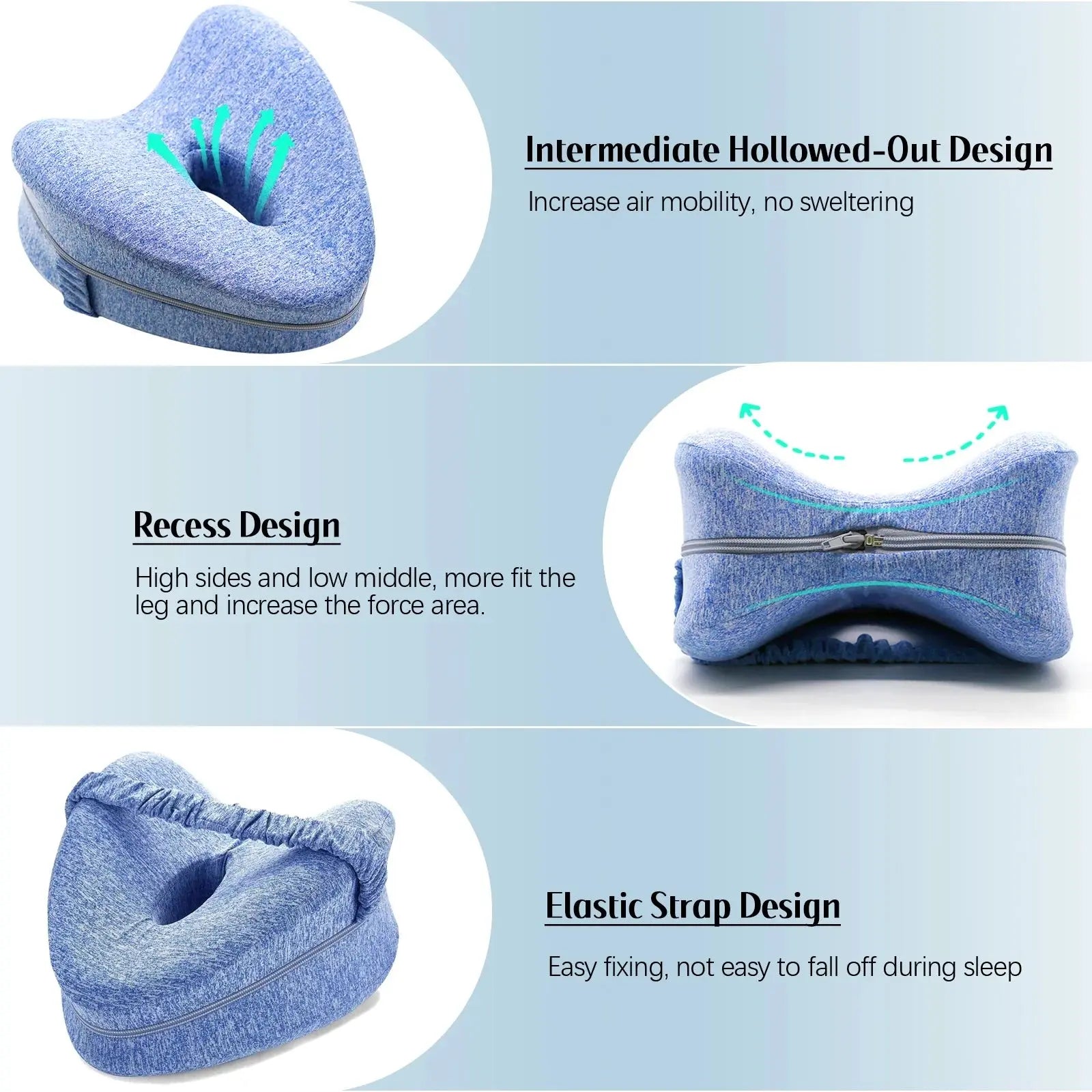 Smoothspine Alignment Pillow - Relieve Hip Pain & Sciatica, Leg Alignment Pillow, Smooth Spine Improved Leg Pillow for Sleeping Side Sleeper (Black)