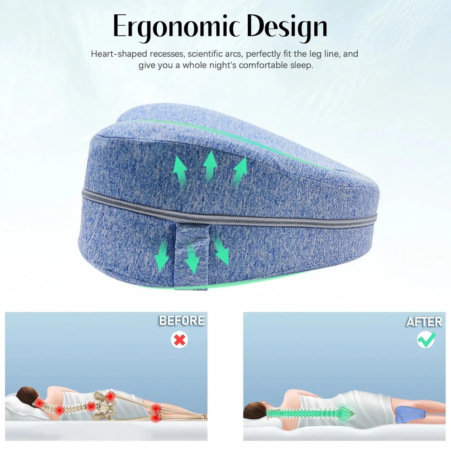 Smoothspine Alignment Pillow - Relieve Hip Pain & Sciatica, Leg Alignment Pillow, Smooth Spine Improved Leg Pillow for Sleeping Side Sleeper (Black)