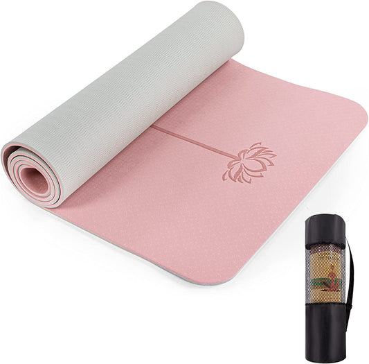 Extra Thick Non-Slip Yoga Mat – 1/3" Eco-Friendly TPE Exercise Mat with Carry Strap & Bag