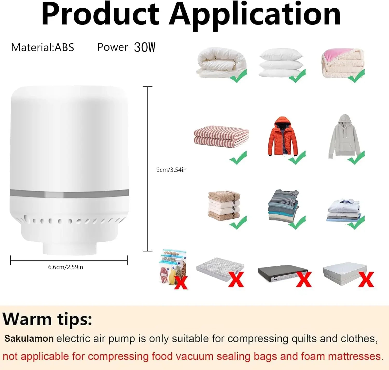 Electric Air Pump for Vacuum Bags, EU, USA, UK, Japan Plug, Suitable for Clothes Storage Bags Labor-Saving Compression Tool